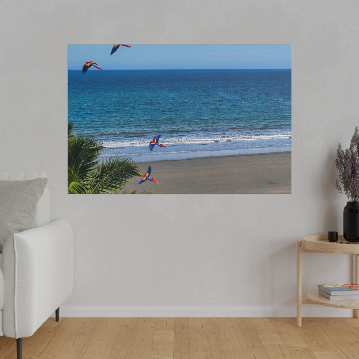 "Paradise Skies: The Tropical Tango of Guacamayas (Macaws)"- Canvas