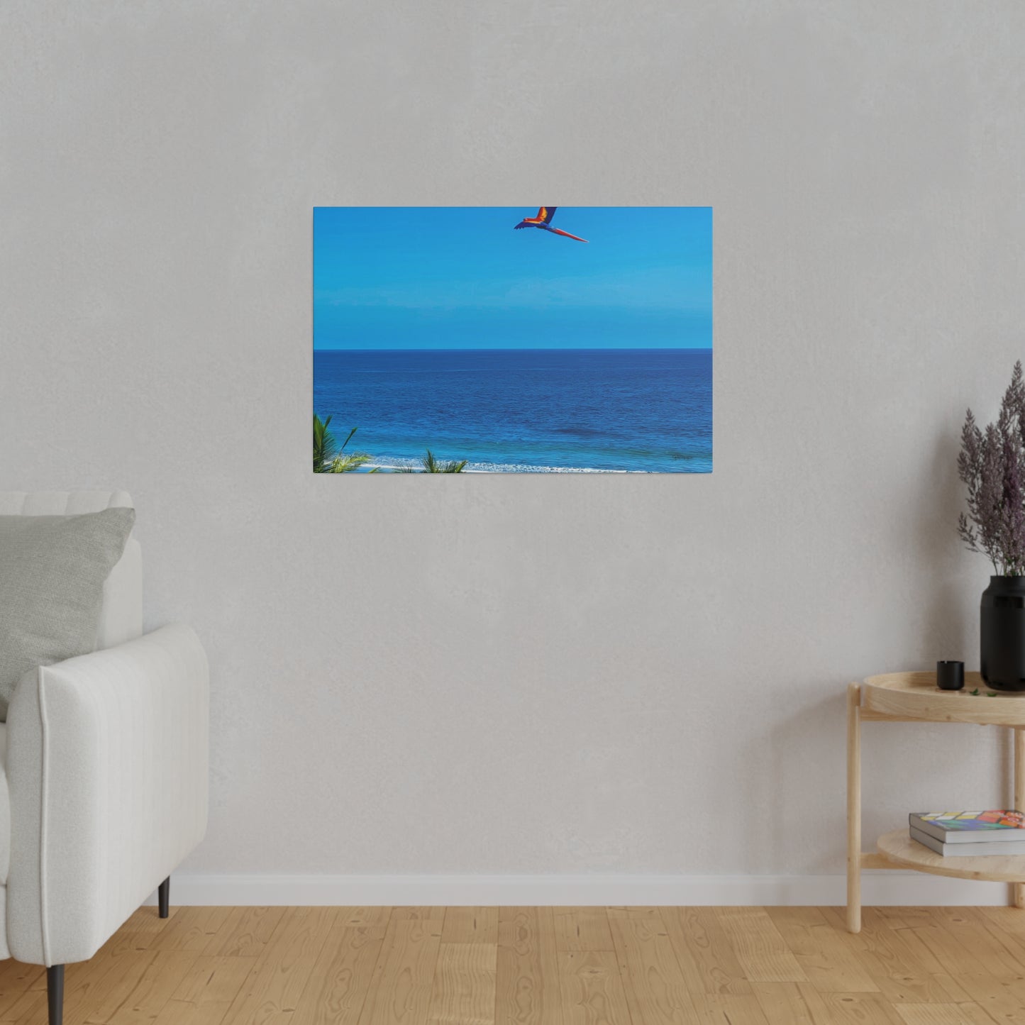 "Paradise Unveiled: Whispers of the Tropics and the Enchanting Dance of Lapas Macaws"- Canvas