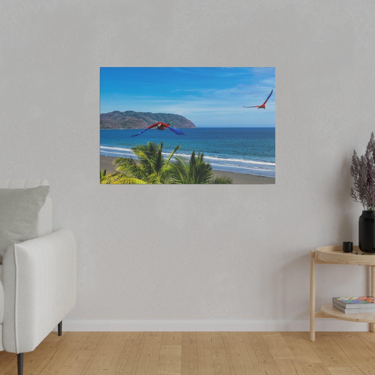 "Exotic Odyssey: The Whirling Lapas - Macaws of the Tropical Eden"- Canvas