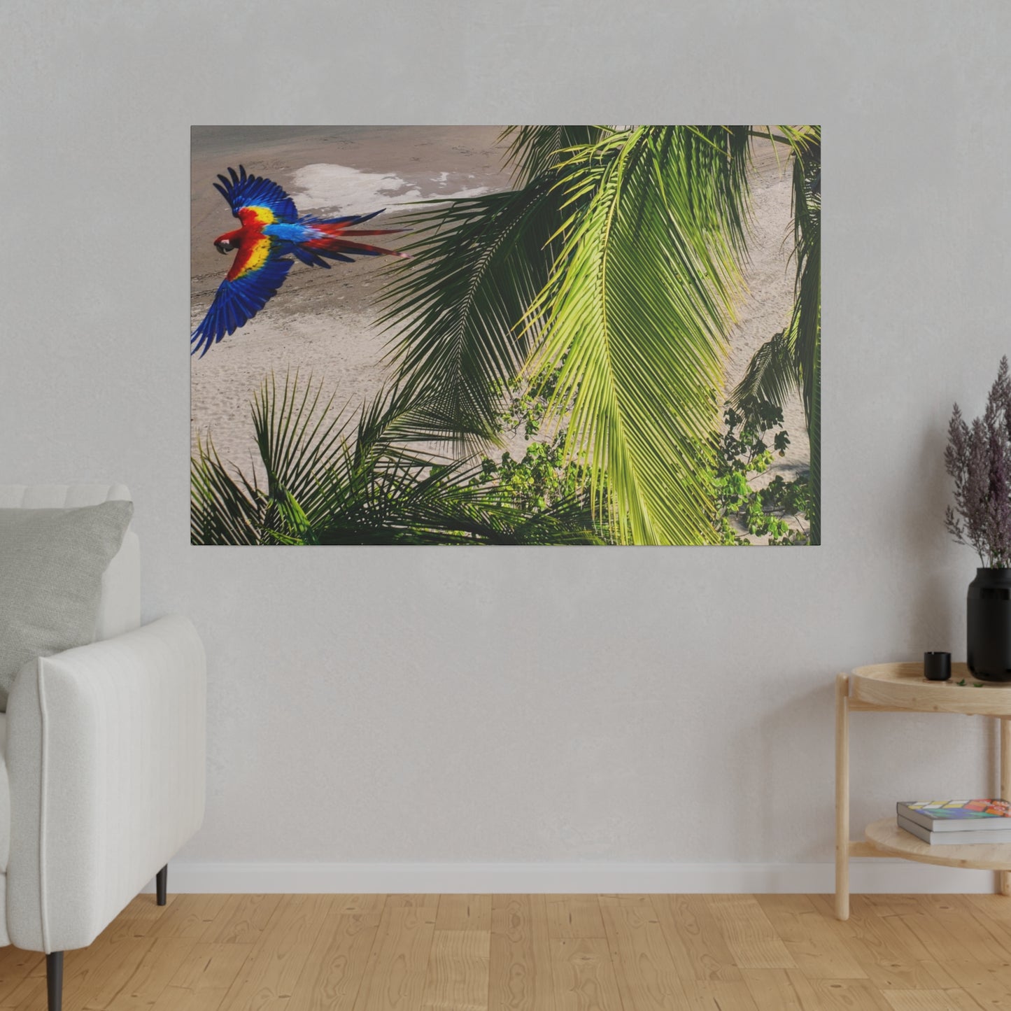 "Tropical Dreams: Aloft with Lapas, the Majestic Macaws"- Canvas