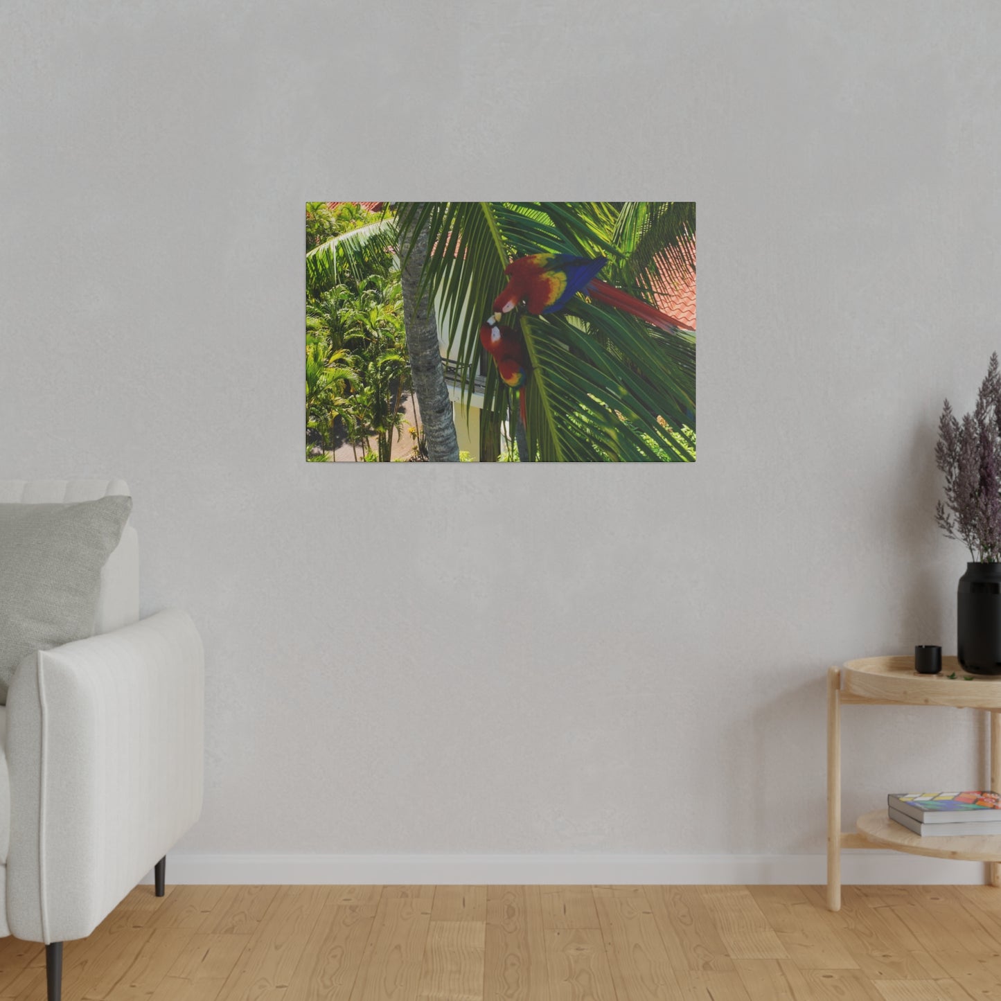"Lapas in Paradise: A Tropical Serenade of Flying Macaws"- Canvas