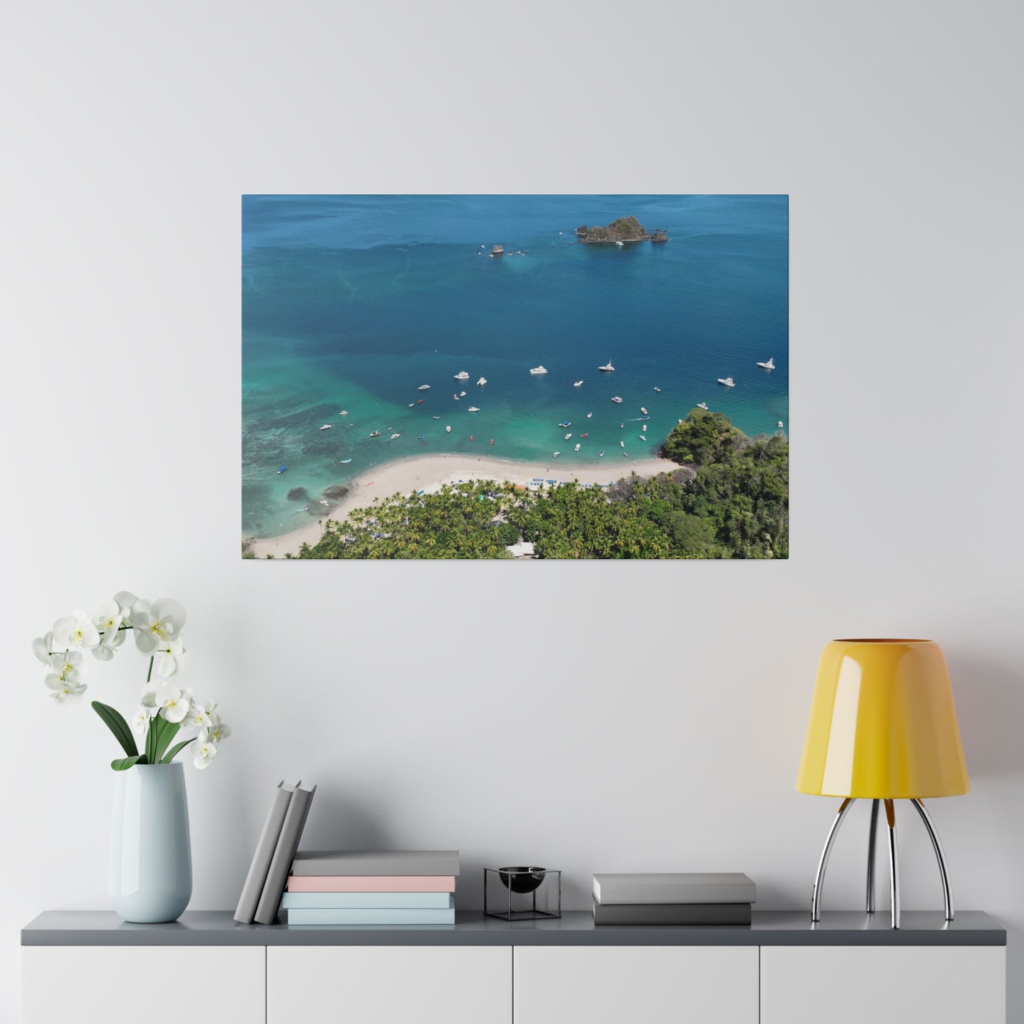 "Swaying Palms & Sapphire Waves: A Glimpse of Isla Tortuga, Costa Rica"- Canvas