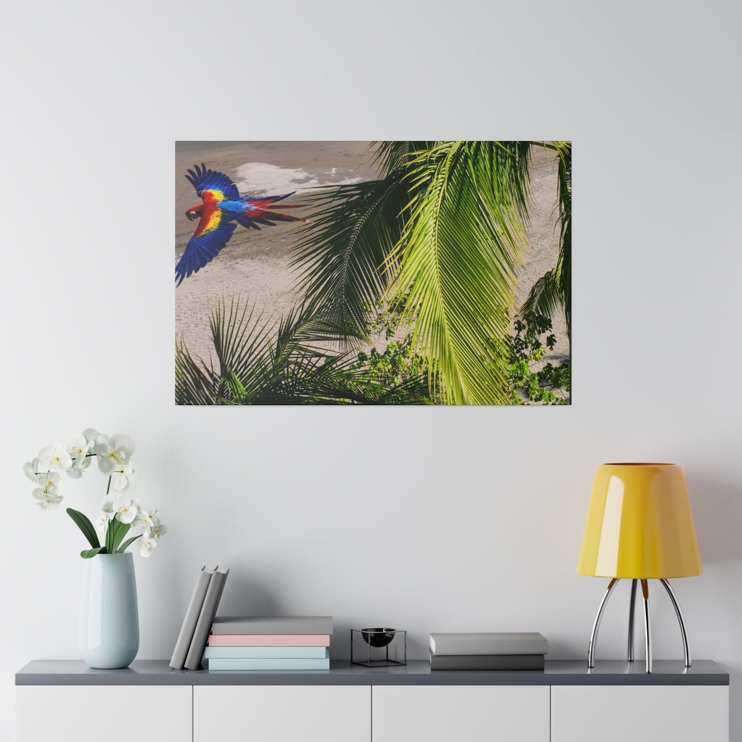 "Tropical Dreams: Aloft with Lapas, the Majestic Macaws"- Canvas