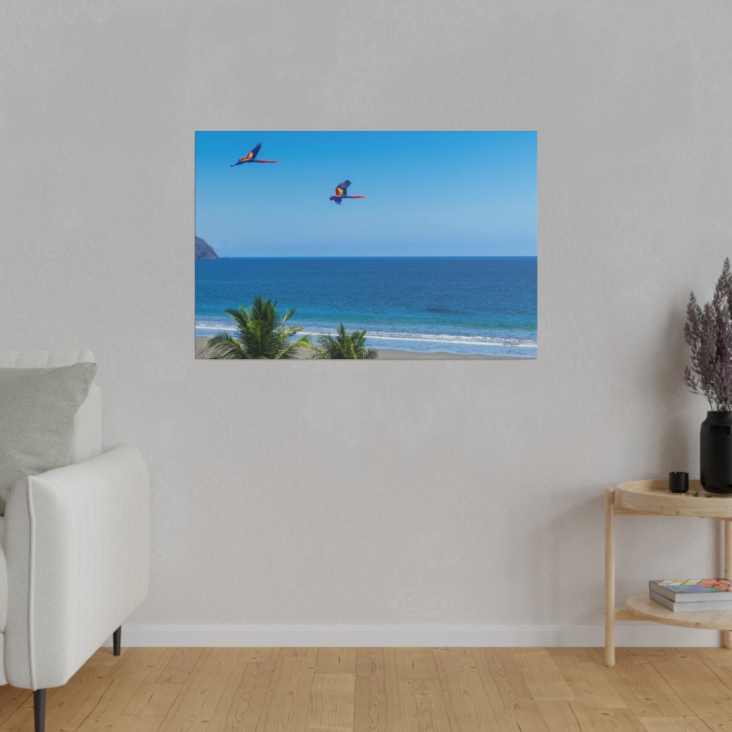 "Tropical Echo: Macaws in Flight - A Lush Symphony of Lapas"- Canvas