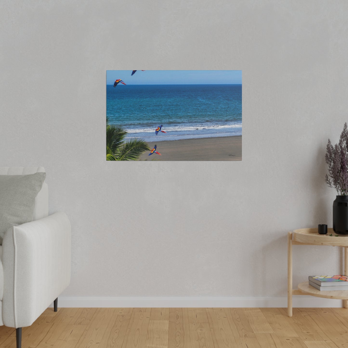 "Paradise Skies: The Tropical Tango of Guacamayas (Macaws)"- Canvas