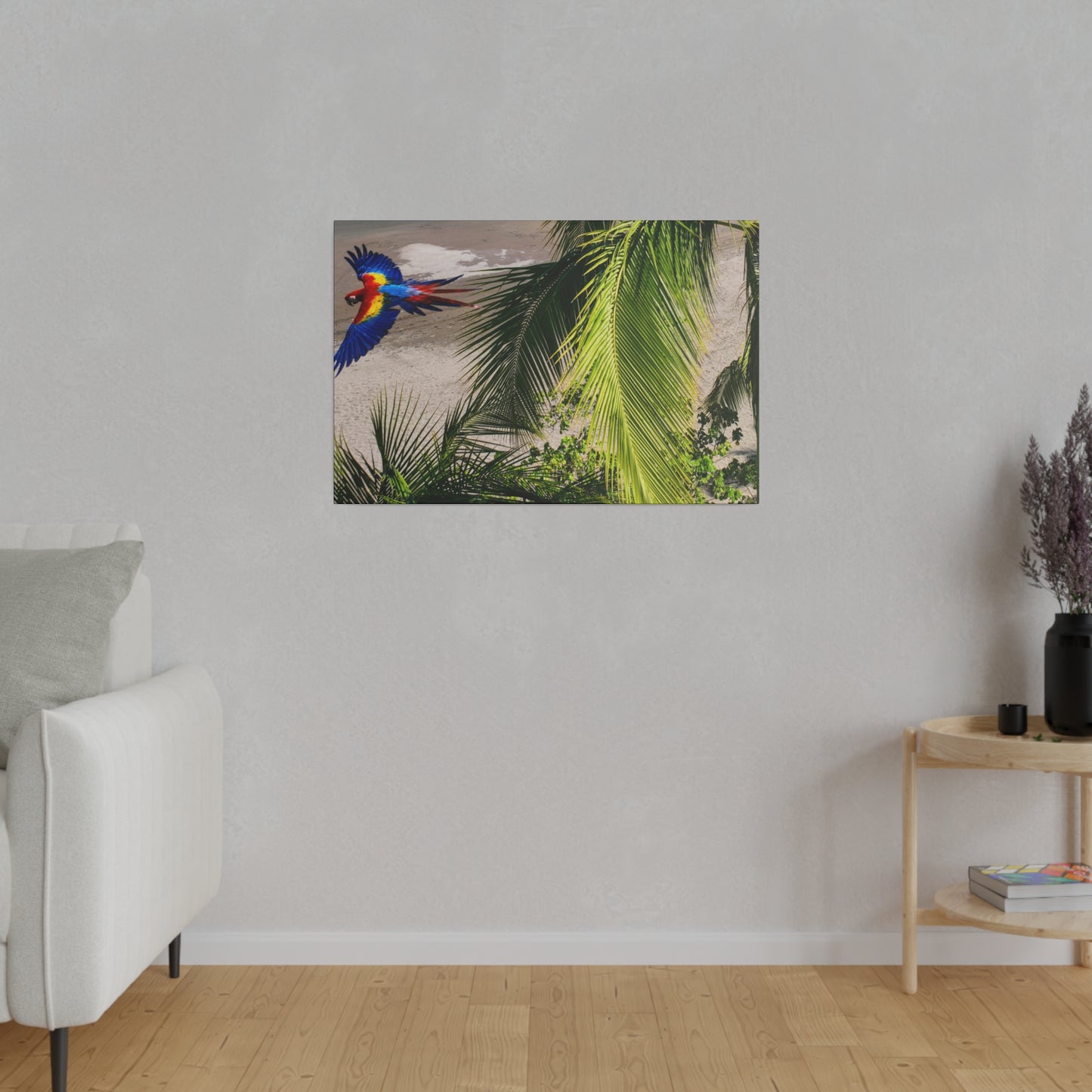"Tropical Dreams: Aloft with Lapas, the Majestic Macaws"- Canvas