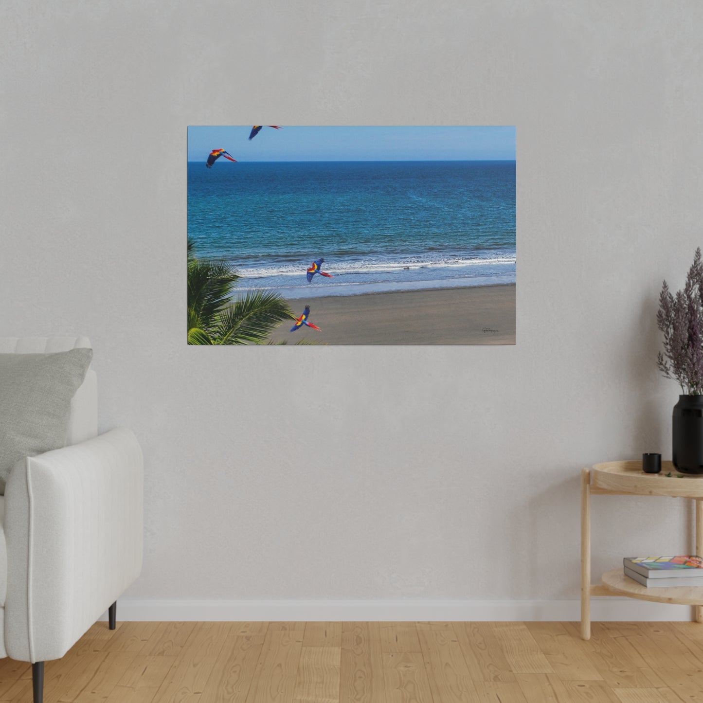 "Paradise Skies: The Tropical Tango of Guacamayas (Macaws)"- Canvas