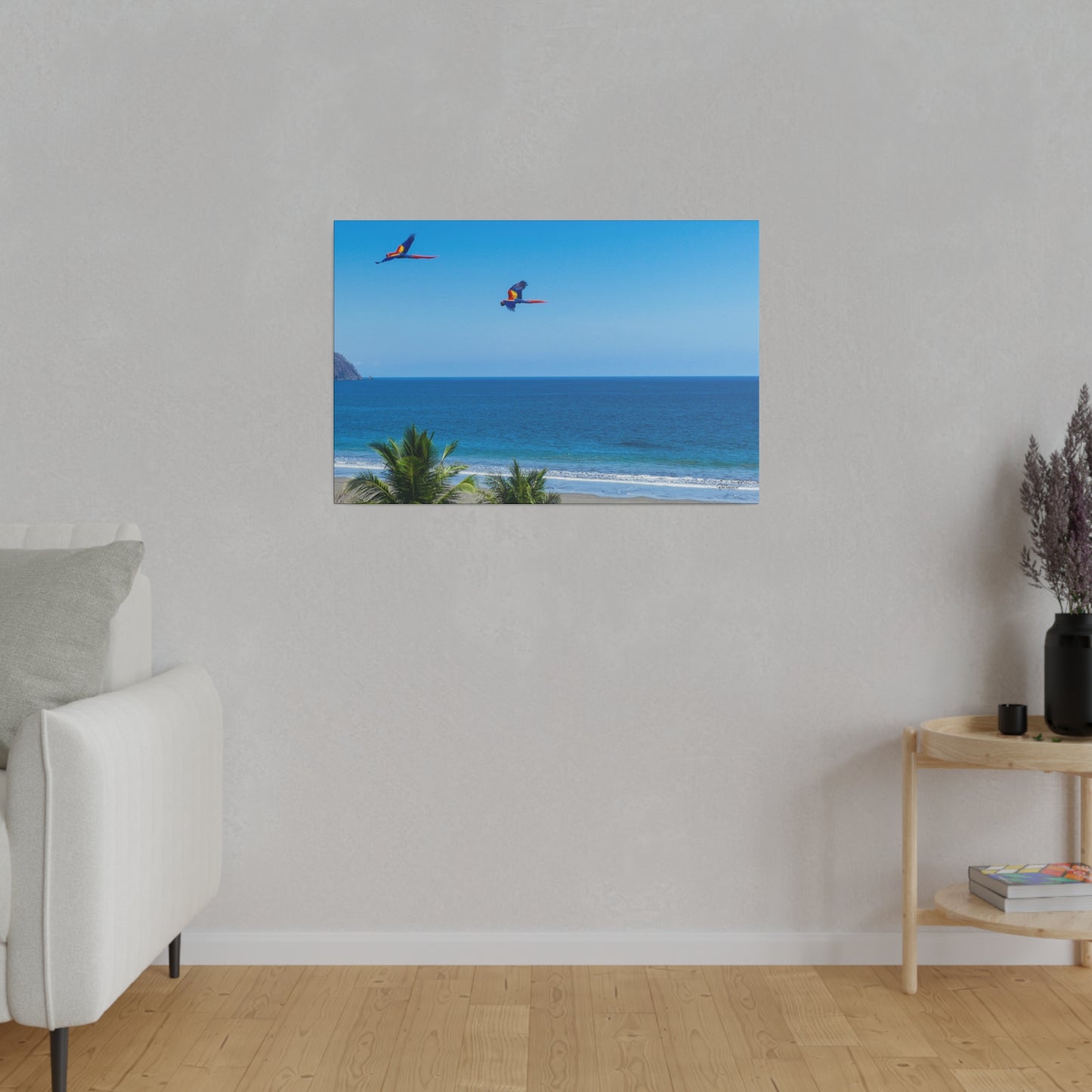"Tropical Echo: Macaws in Flight - A Lush Symphony of Lapas"- Canvas