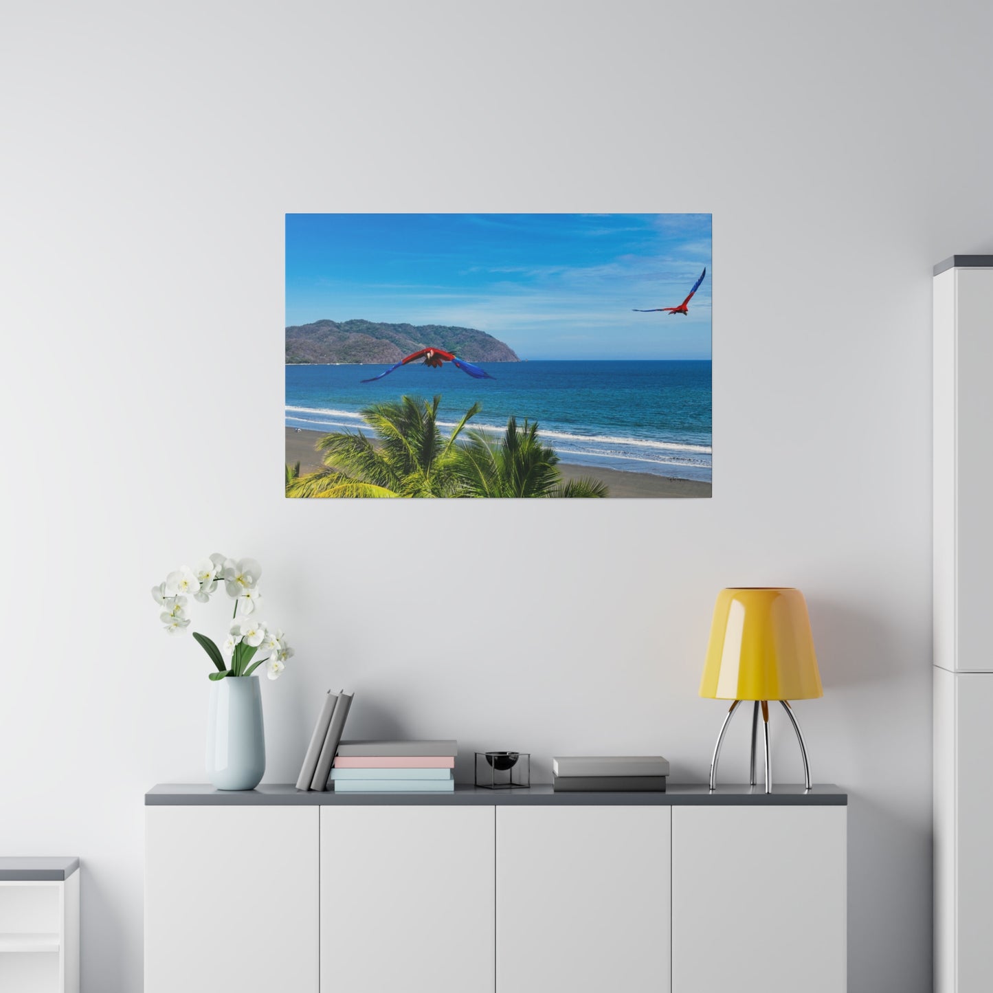 "Exotic Odyssey: The Whirling Lapas - Macaws of the Tropical Eden"- Canvas