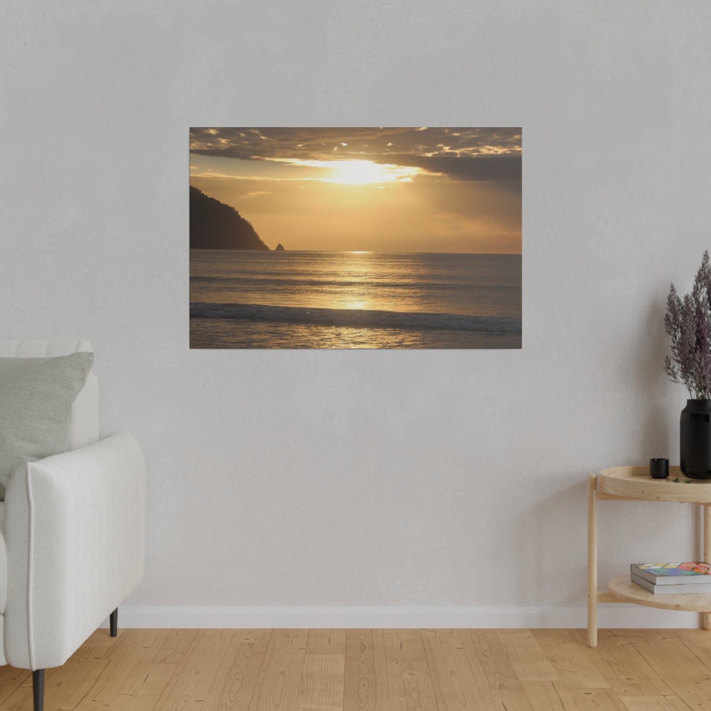 Golden Horizons: Costa Rica Sunrise Serenade- Canvas