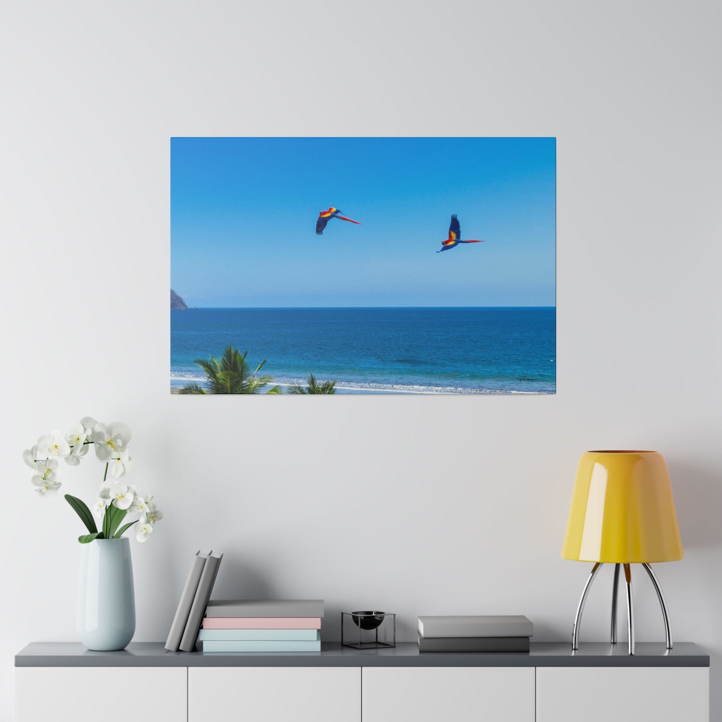 "Majestic Macaws: A Tropical Tapestry of Lapas in Flight"- Canvas