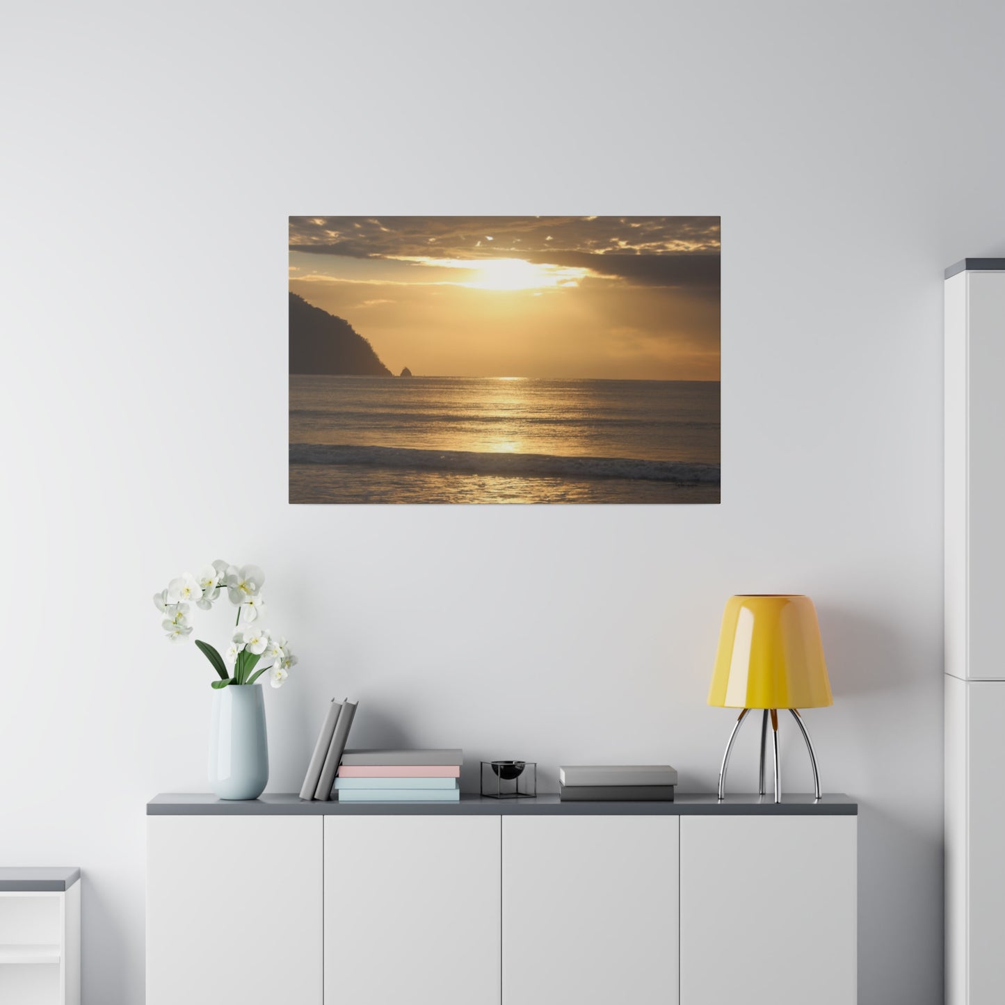 Golden Horizons: Costa Rica Sunrise Serenade- Canvas