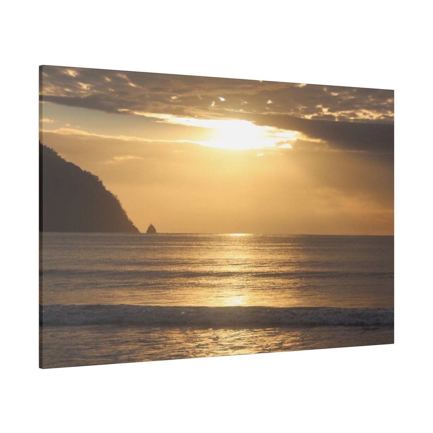 Golden Horizons: Costa Rica Sunrise Serenade- Canvas