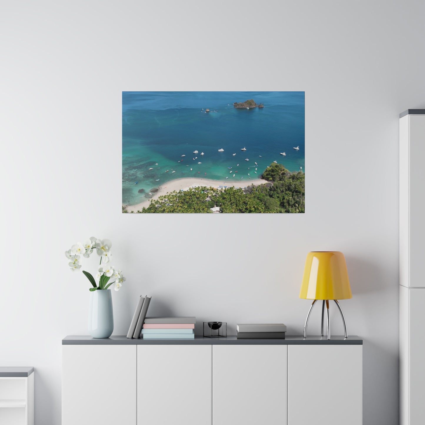 "Swaying Palms & Sapphire Waves: A Glimpse of Isla Tortuga, Costa Rica"- Canvas