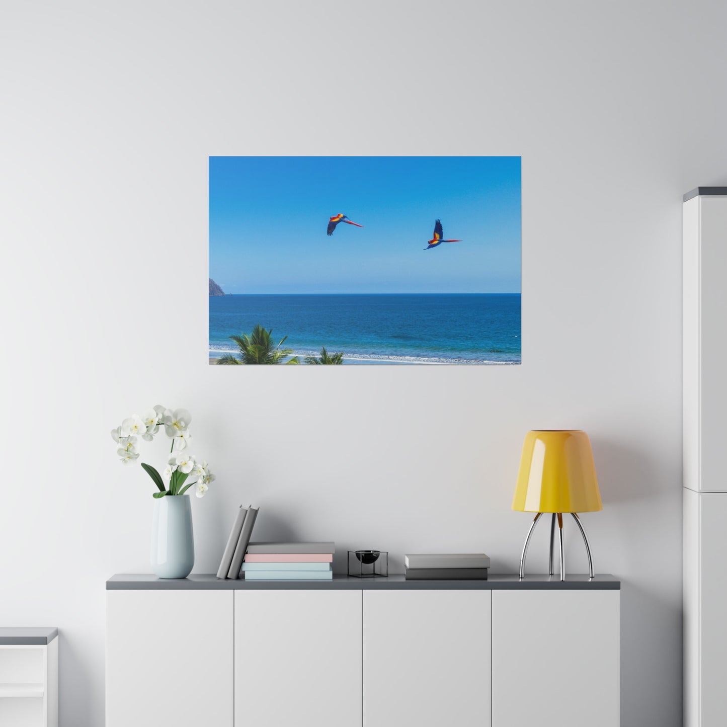 "Majestic Macaws: A Tropical Tapestry of Lapas in Flight"- Canvas