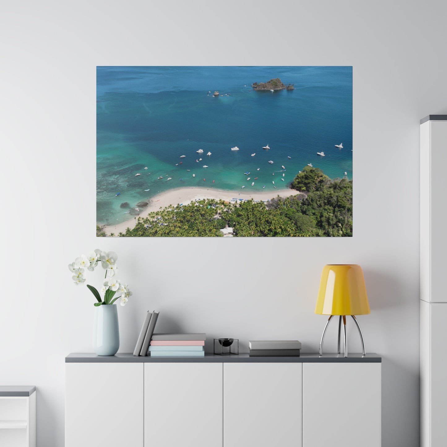 "Swaying Palms & Sapphire Waves: A Glimpse of Isla Tortuga, Costa Rica"- Canvas