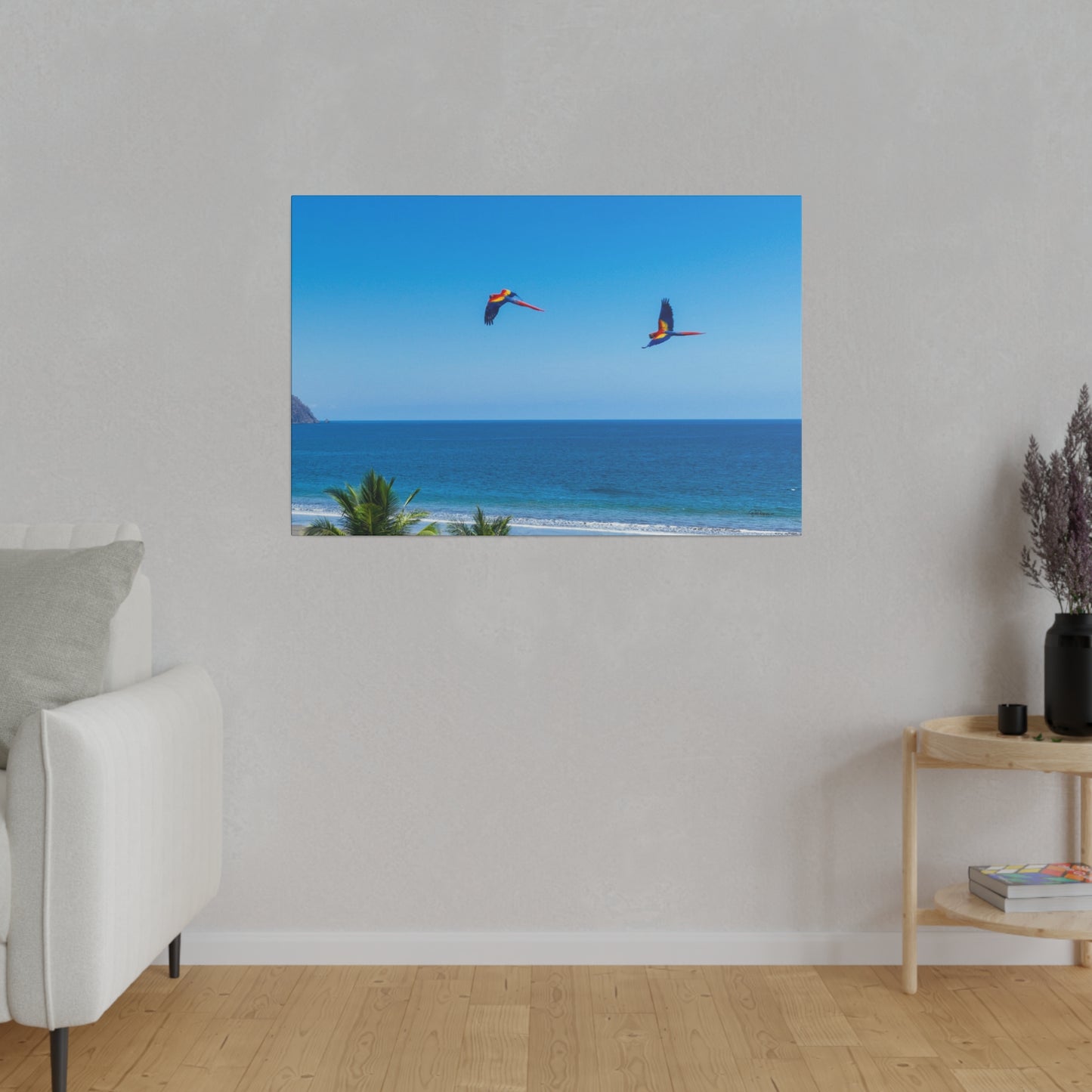 "Majestic Macaws: A Tropical Tapestry of Lapas in Flight"- Canvas