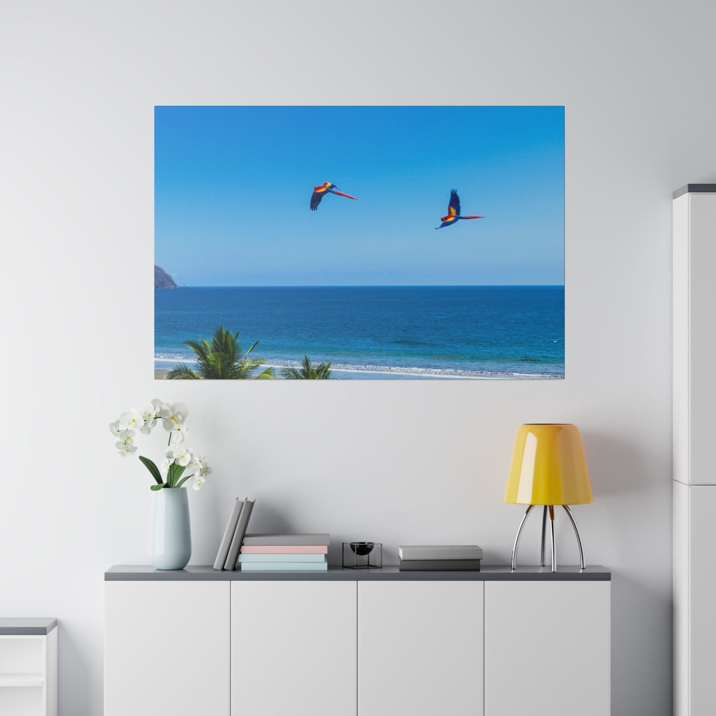 "Majestic Macaws: A Tropical Tapestry of Lapas in Flight"- Canvas